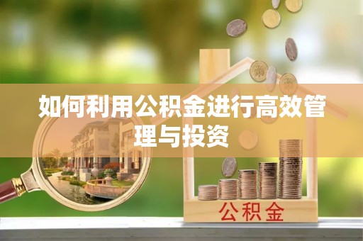 惠济如何利用公积金进行高效管理与投资